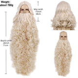Wizard Santa Claus Long Curly Beard Wigs,Eyebrows Moustache Synthetic Wig Costume Old Men