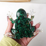 One Natural Malachite Rough Stone Frog Figurine