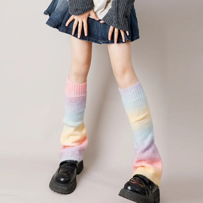 Gradient Japanese Boot Cuffs Knitted Wool Over Knee Leg Warmers