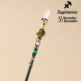 1PC Zodiac Natural Clear Quartz Crystal Point Magic Wand Witch Sceptre