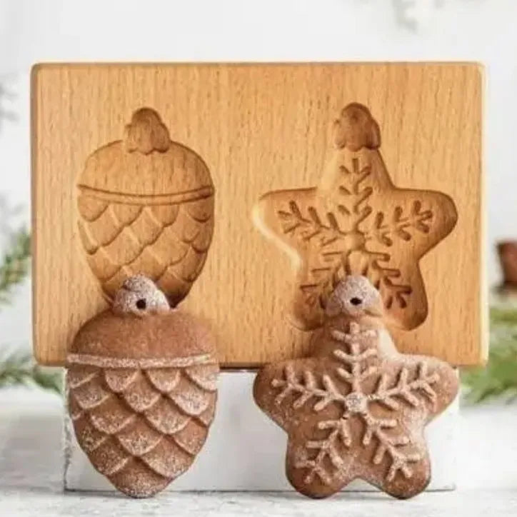 Seasonal Holiday Wooden Cookie Moulds Baking Tools Gifts for Bakers