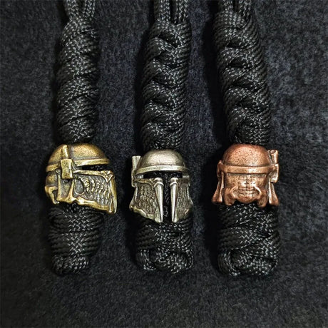 Brass Spartan Warrior Helmet Paracord Beads Lanyard Dreadlock Beard Bead