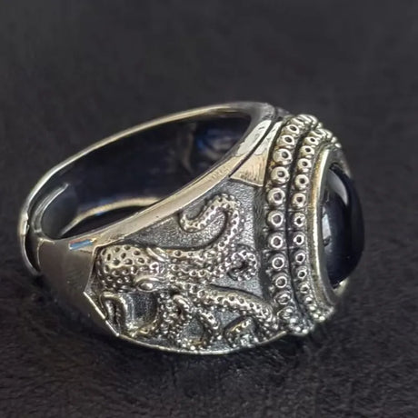 The Kraken of the Depths S925 Sterling Silver Rings Zircon Octopus