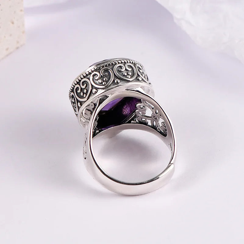 Tear of the Kraken S925 Sterling Silver Ring Waterdrop Amethyst