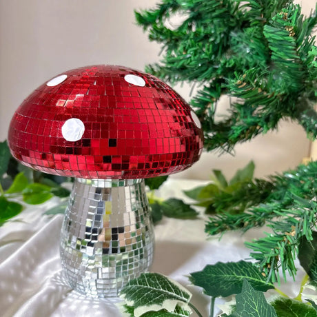 Disco Red Mushroom Mirror Ball Party Decoration