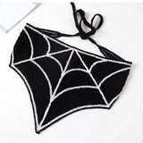 Skulls Bats Spiderwebs Halloween Crochet Headscarves Knitted Cotton Triangle Scarf