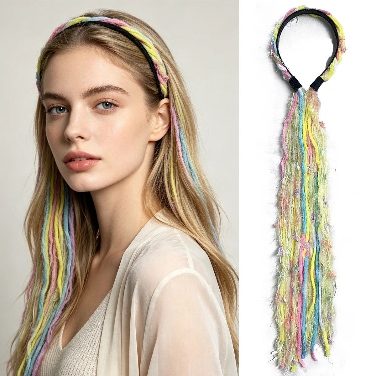 Synthetic Handmade Boho Yarn Tassel Dreadlock  Braids Headband
