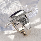 The Gypsy's Lantern S925 Sterling Silver Rings Natural Amethyst Yellow Crystal