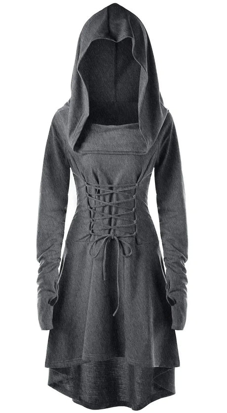 Archer's Goblincore Hooded  Lace Up Tunic Dress