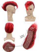 Mohawk Wig in Red & Black Adults Short Hair Wigs Halloween Costume Cosplay