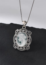 Kindred Spirit S925 Sterling Silver Pendants Blue Agate Portrait Jewelry