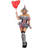Clown Cosplay Costume Circus Performance Jumpsuit Halloween Party Carnival Jester Theater Stage Performance