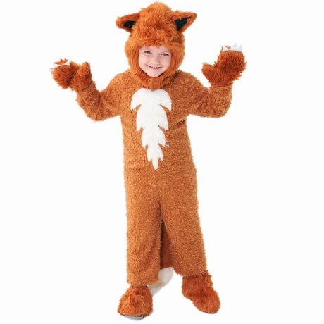 Child Kids 2-12Y Fleece Furry Lion King and Fox Costume Rompers Set Cosplay Halloween Fancy Dress