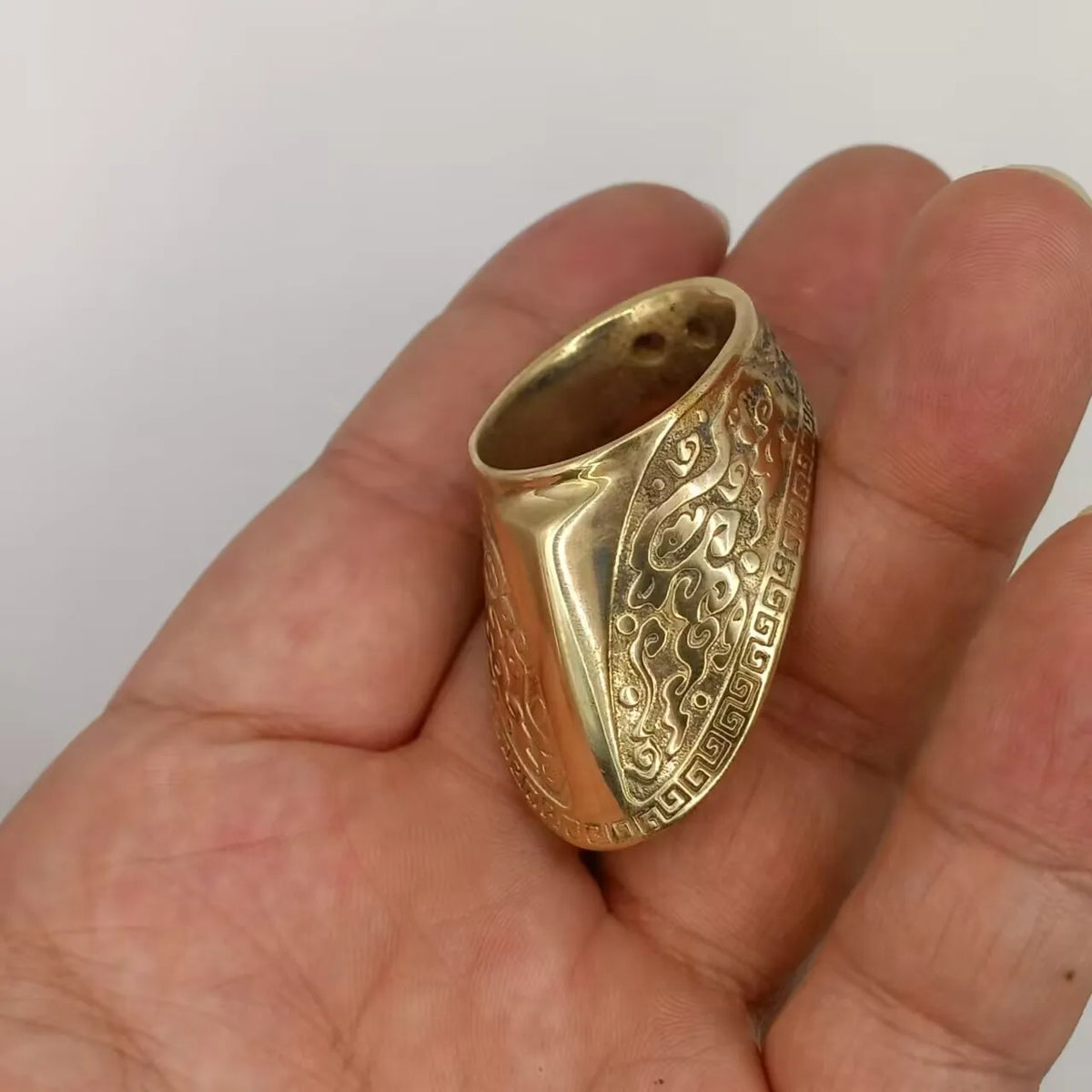Engraved Archery Thumb Ring Tibetan Silver Banzhi Archery Gear
