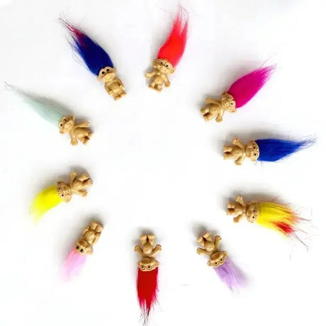 Set of Ten Mini Trolls Dolls Retro Toy Collection Gifts for Kids