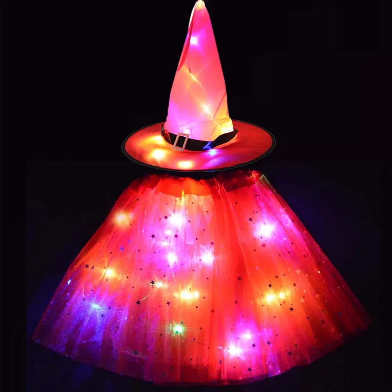 LED Witch Stars Tutu Skirt Glow Party Costumes Halloween