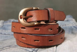Maggy's Genuine Leather Women's Belt Pure Copper Button
