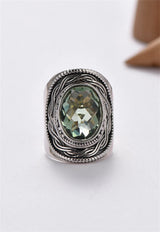Portal Key to the Fae Realms S925 Sterling Silver Rings Green Crystal Morganite