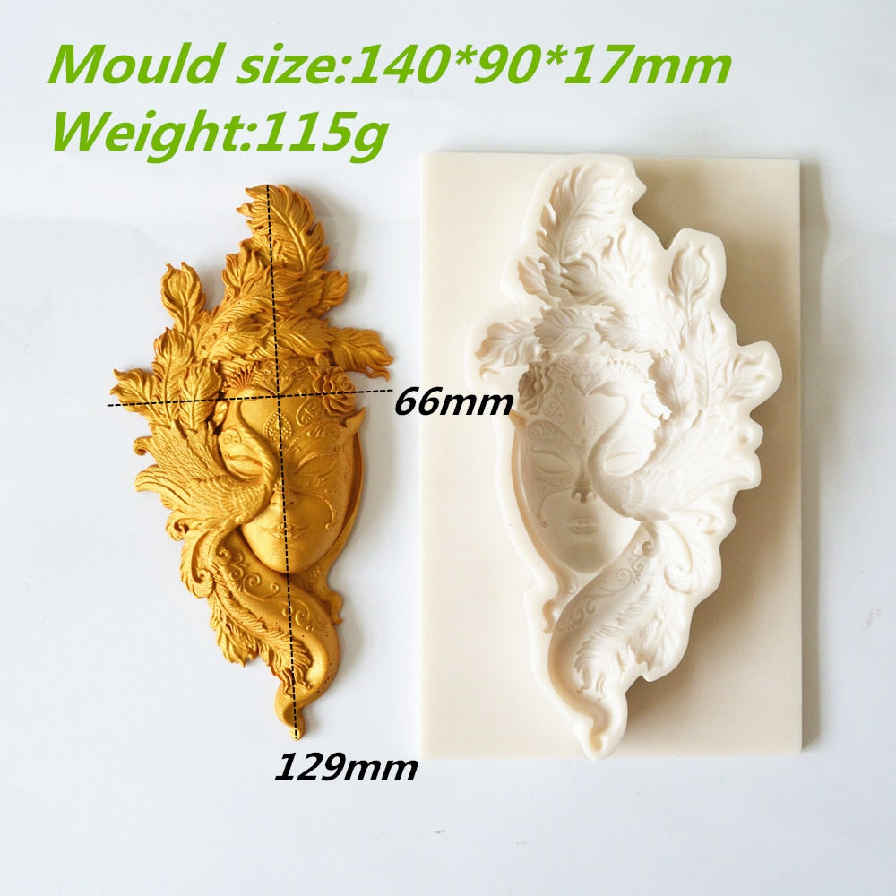 Silicone Mould Feather Mask Decoration DIY Tools For Baking Clay Resin Plaster Moulds