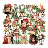 Vintage Christmas RUB ON Transfer Sticker Pack Junk Journal DIY Scrapbooking