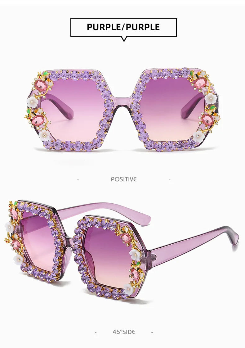 Gilly's Rhinestone Sparkling Square Frame Sunglasses Funglasses