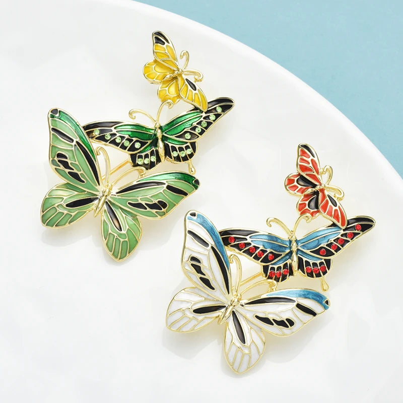 Enamel Butterflies Brooches Pins