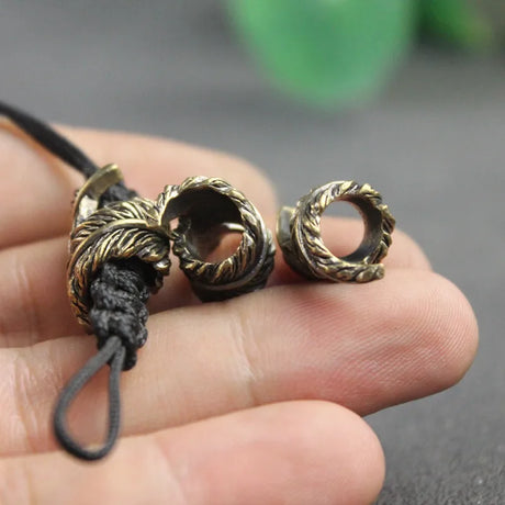 Feather Curls Brass Paracord Beads Lanyard Dreadlock Beard Bead