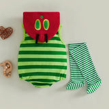 Hungry Caterpillar Baby Hooded Striped Jumpsuits Sleeveless Romper Stockings Costume Photography Outfit