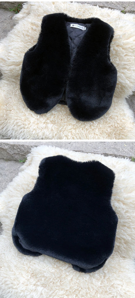 Baby Girls Faux Fur Vest Winter Outfits Kids Warm Sleeveless Coat Infant Toddler 6M-7Y Outerwear