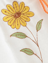 Sweet As Sunshine Vintage Sun and Floral Embroidered Linen Cotton Shirts Boho Tassel Blouse