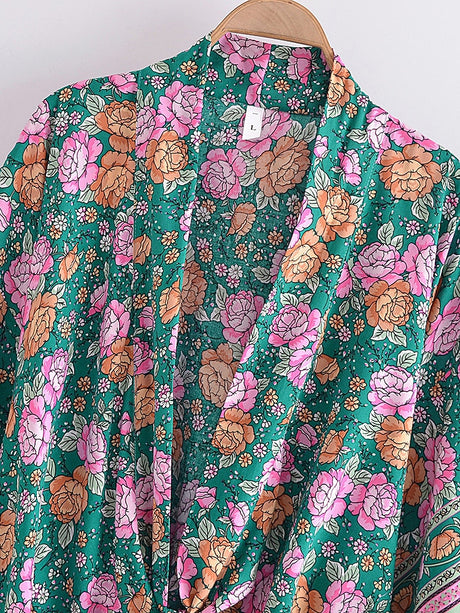 Teal Boho Kimono Wrap Top