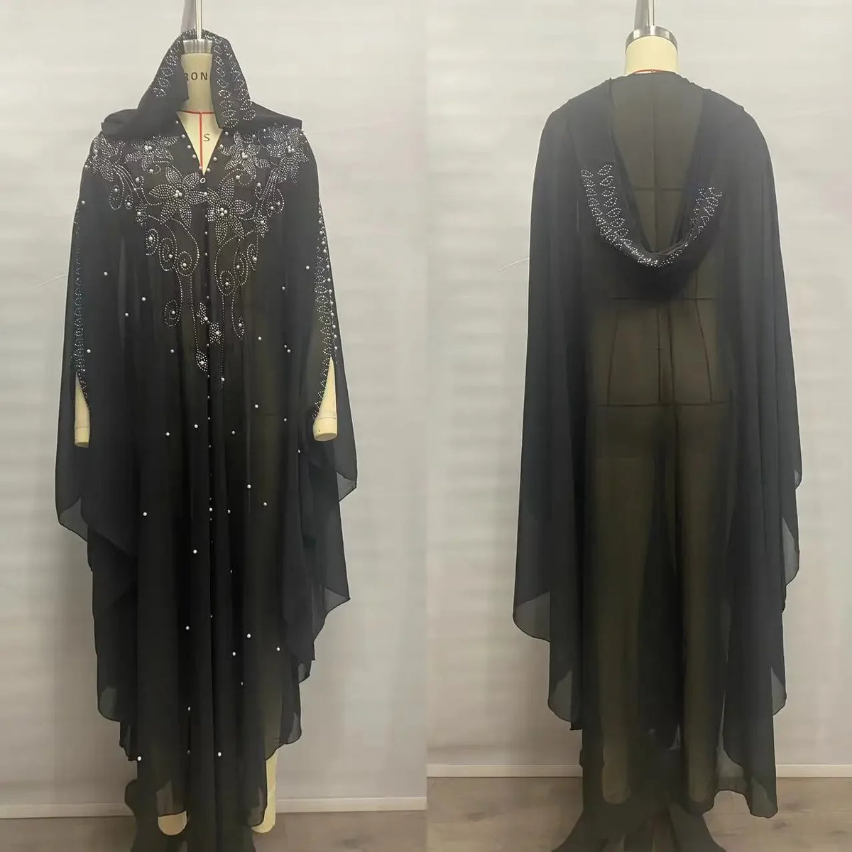 Sparkly Thin Hooded Cloak Cape Dress Stage Performer Cover Up
