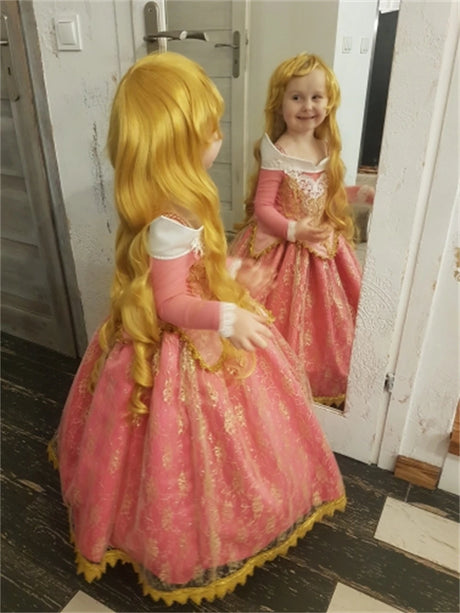 Girl's Princess Wigs Halloween Costumes Rapunzel Disguised Little Mermaid Elsa Aurora Snow White