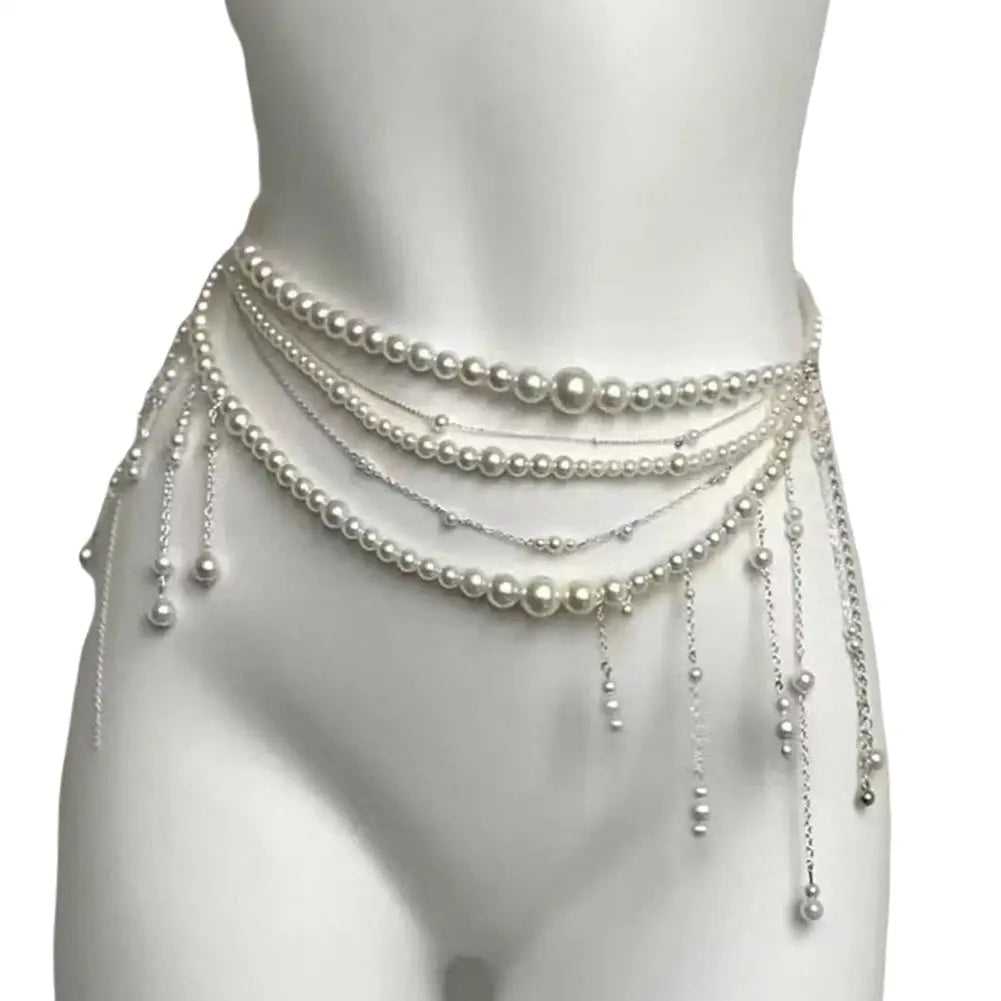 Multilayer Pearl Waist Chain Belt Body Jewellery