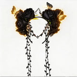 Glowing Flower Headband Butterfly Rose Crowns with Gem Drop Fairy Fascinators Headpieces