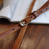 Shallee's Genuine Leather Women's Belt Pure Copper Button Western Cowboy Style