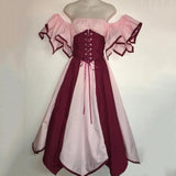 Petal Hem Medieval Carnival Costumes Lace Up Dresses