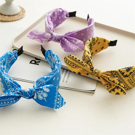Paisley Bandana Top Knot Bow Headbands