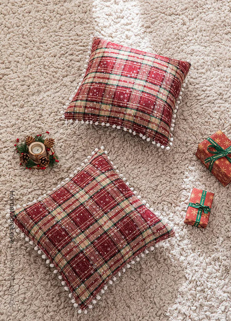 Christmas Plaid Cushion Pillow Covers Plush Pillows for Couch Sofa Living Room Decoration Nordic Home Decor
