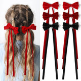 1 Pair Long Velvet Ribbon Bow Hairpins Hair Clips Barrettes