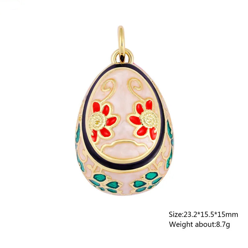 Enamel Easter Egg Pendants 18K Gold Plated Charms For DIY Earrings Necklaces Jewellery Making