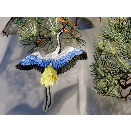 Woodland Blue Cranes Embroidered Shawl Bolero Capes