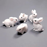 White Rabbits Resin Miniatures Easter Bunny Decoration Dollhouse Toys