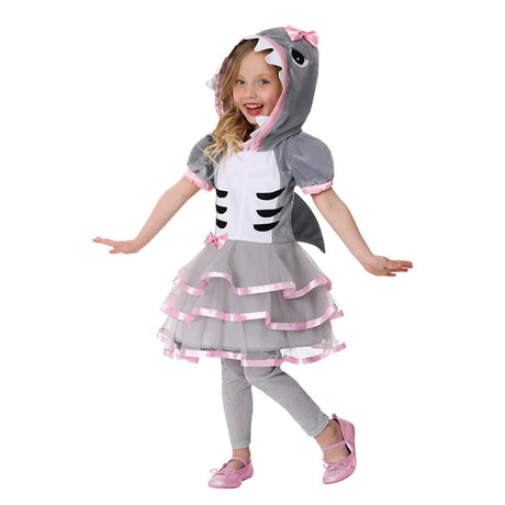 Boys and Girls Grey Shark Kids Outfits Book Week Costume Onsie Hoodie Halloween Fancy Dress Up Play Suit