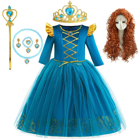 Halloween Cosplay Brave Princess Merida Dress Girls Costumes