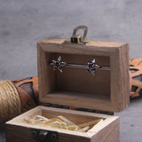 Pentagonal Star Stainless Steel Stud Hoop Earrings for Men with Wooden Box