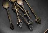 6pcs Vintage Spoons Fork Royal Style Gold Carved Coffee Tea Spoon Dessert Fork Cutlery Set