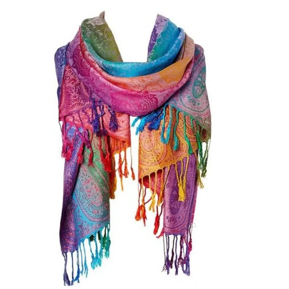 Rainbow Pashmina Scarfs Large Soft Warm Shawl Wrap