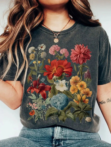 Wildflowers Cottagecore T-Shirt Cotton Tee Shirt
