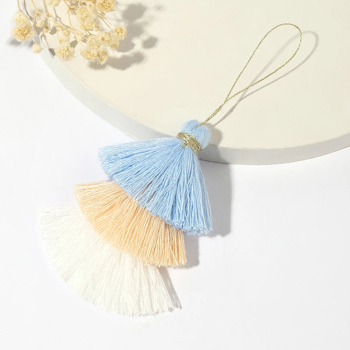 1/2pcs Cotton Tassels for Crafts Tri-Layered Tassels with Hanging Loop for Crafts Jewelry Making Bookmark Clothing  Accessories